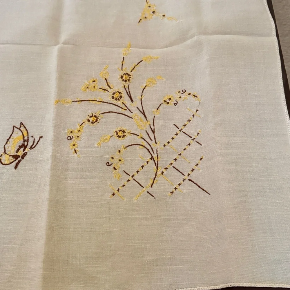 Vintage Linen Blend Tablecloth with Embroidery